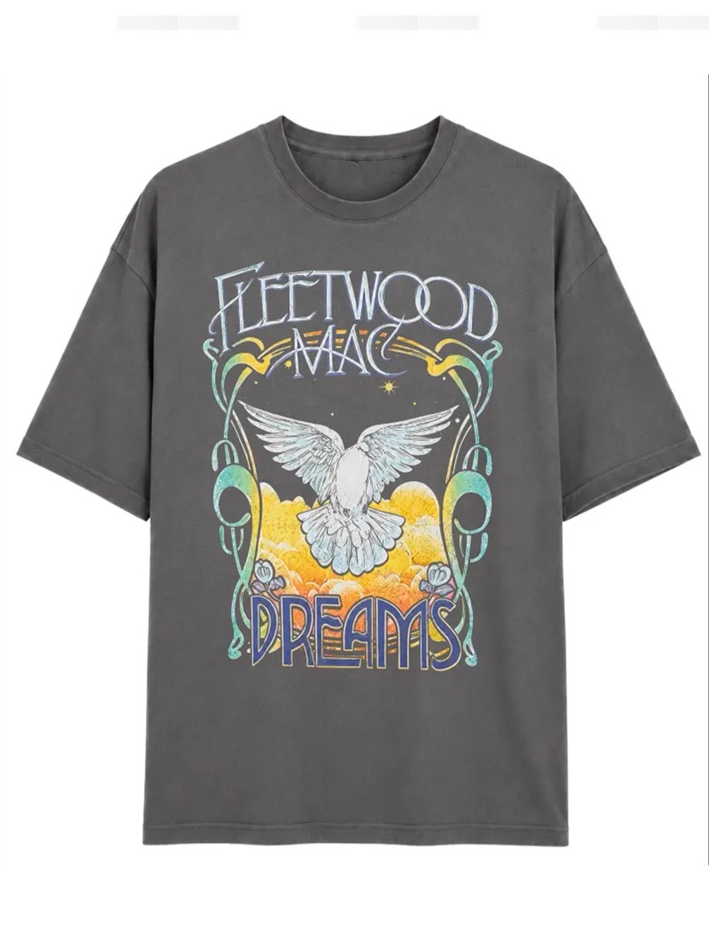 Fleetwood Mac Dreams Band Tee Retro Boho Dove Graphic Charcoal